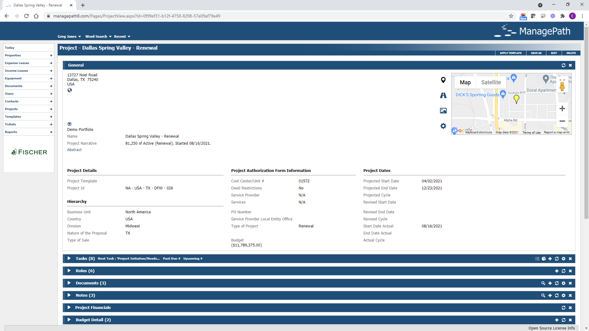 ManagePath Transaction Management's Project View Screenshot